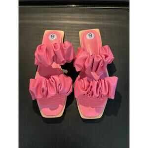 Circus by Sam Edelman Women Pink Iggy Ruched Flouncy Strap Sandal Size 9 Slip On